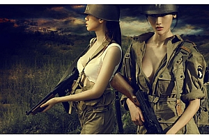 二战女兵军事PPT背景图片