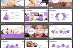 紫色淡雅美容美体SAP会所PPT模板免费下载