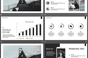 黑白简洁图片排版艺术时尚PPT模板
