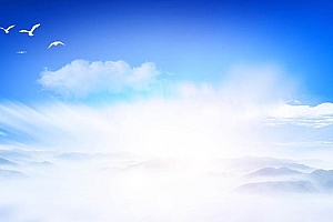 蓝天白云沙漠驼队PPT背景图片