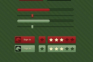 两款精致的红色和绿色的网页ui界面设计元素按钮素材psd下载