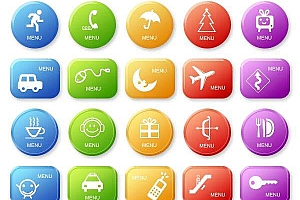 彩色的公共服务图标按钮_公共服务图标圆形按钮素材psd下载