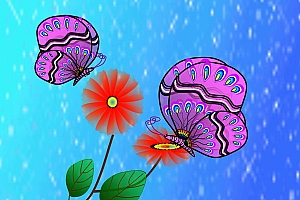 卡通风格蝴蝶花朵PPT模板